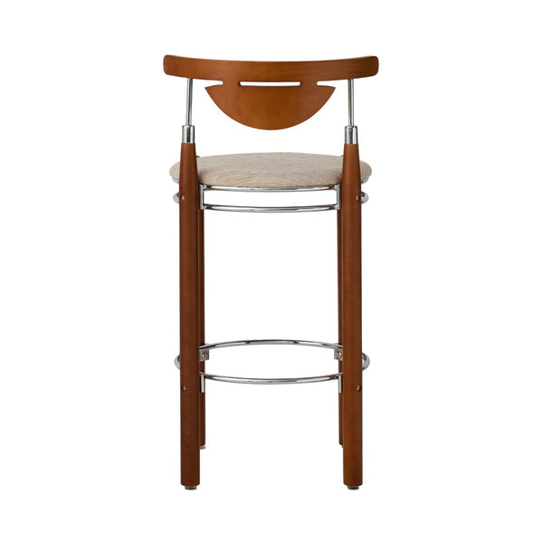 Pasargad Nikko Bar Stool Set Of 2 – Minimalist Beige/Brown Design For Stylish Home Accent Beige Metal & Wood Pj-2009