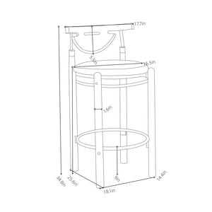 Pasargad Nikko Bar Stool Set Of 2 – Minimalist Beige/Brown Design For Stylish Home Accent Beige Metal & Wood Pj-2009
