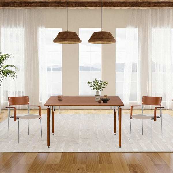 Pasargad Home Kobe Modern Dining Table – Sleek Walnut Finish For Stylish Dining & Workspace Elegance Brown Metal & Wood Pj-3006