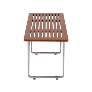 Pasargad Home Fuji Bench - Scandinavian-inspired Design In Brown/Silver For Timeless Elegance Brown Metal & Wood Pj-7002