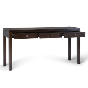 English Elm Cosmopolitan - Handcrafted Mahogany Brown Console Table With 3 Drawers For Stylish Storage Solutions B136P159519