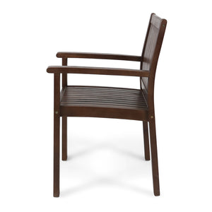 English Elm Wilson Solid Acacia Slatted Outdoor Dining Chairs Farmhouse Modern Patio Set of 2 61717.00DBRN