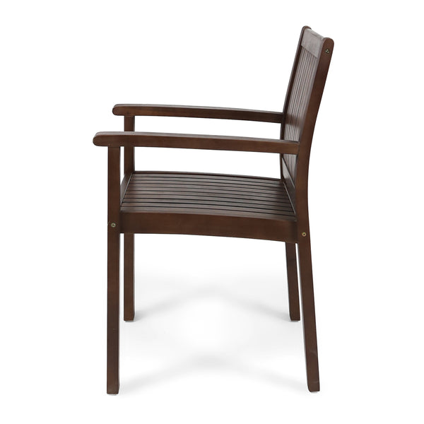 English Elm Wilson Solid Acacia Slatted Outdoor Dining Chairs Farmhouse Modern Patio Set of 2 61717.00DBRN