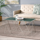 Christopher Knight Home® - Noble House - Sardis Modern Glam Handcrafted Marble Top Coffee Table, Green and Gold