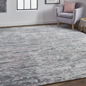 Feizy Rugs Conroe Hand-knotted Wool And Viscose Abstract Rug – Luxurious Modern Art For Your Home Décor Blue,Gray Wool,Viscose Cro6823fmlt000g50