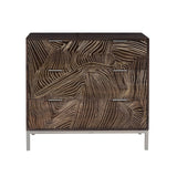 Rustic 3-Drawer Accent Chest - Stunning Mango Wood Storage with Unique Carved Design & Metal Accents