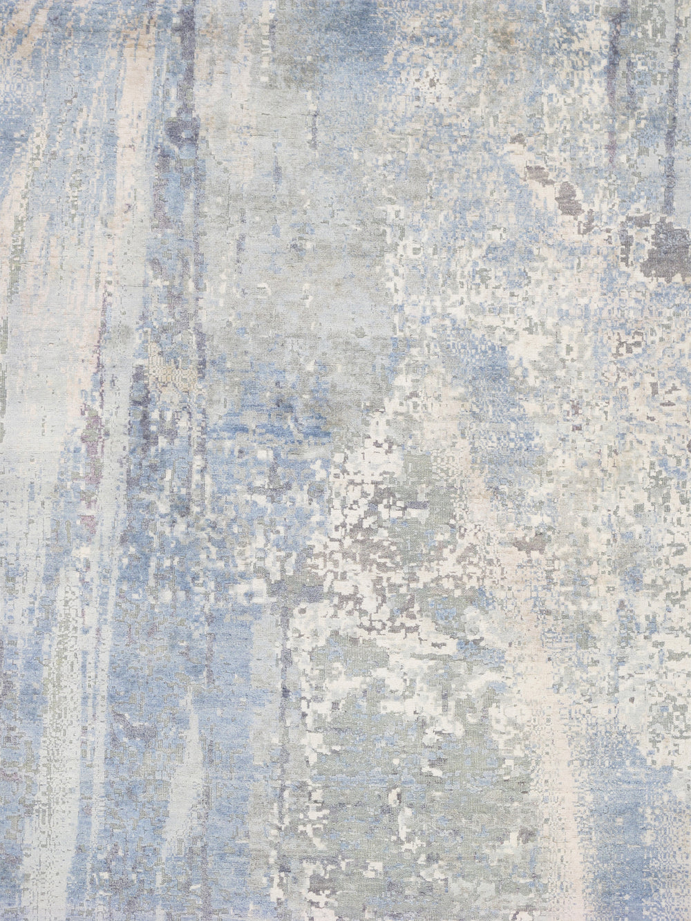 Pasargad Home Modern Abstract Hand-Knotted Area Rug in Soft Blues & Greys - 8' 9'' x 12' 1''
