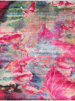 Pasargad Home Modern Hand-Knotted Abstract Area Rug - 8'10'' x 12'2'', Vibrant Silk & Wool Design