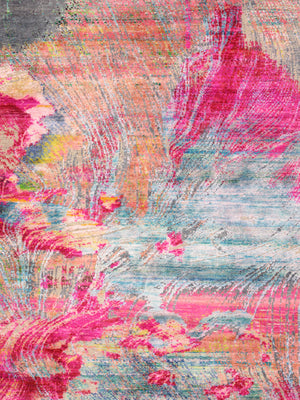 Pasargad Home Modern Hand-Knotted Abstract Area Rug - 8'10'' x 12'2'', Vibrant Silk & Wool Design