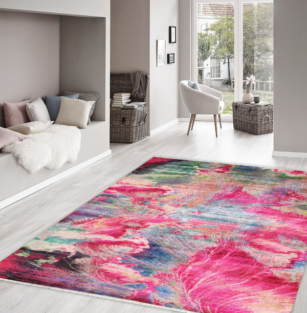 Pasargad Home Modern Hand-Knotted Abstract Area Rug - 8'10'' x 12'2'', Vibrant Silk & Wool Design