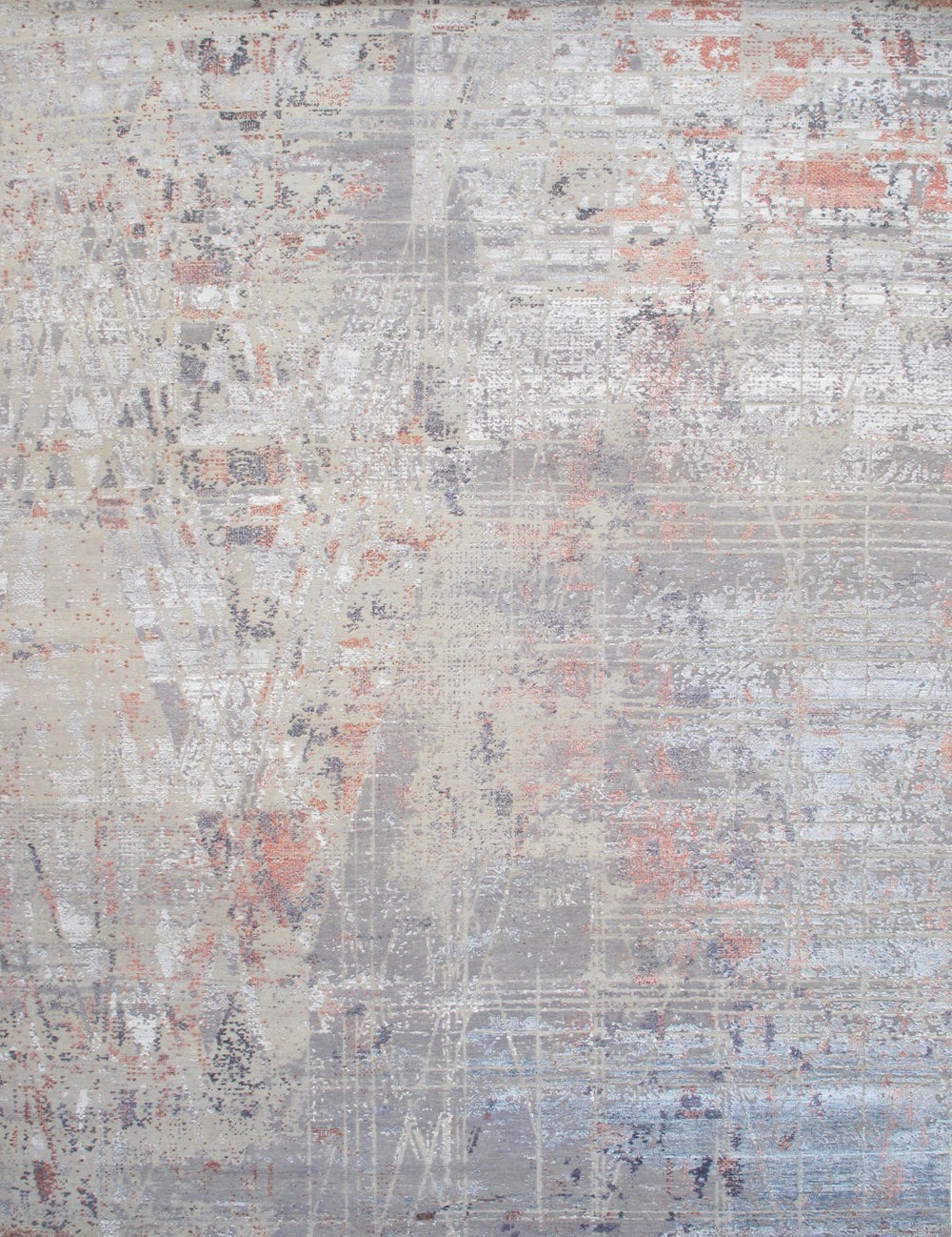 Pasargad Home Modern Hand-Knotted Abstract Beige Area Rug - Luxurious Bamboo Silk & Wool, 9' 1'' X 12' 3''