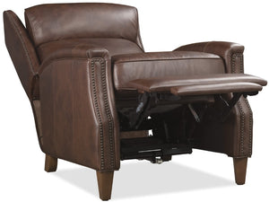 Hooker Furniture Lansing Semi-Aniline Leather Power Recliner With Power Headrest, Usb Charging, Nailhead Trim Brown RC823-PH-087