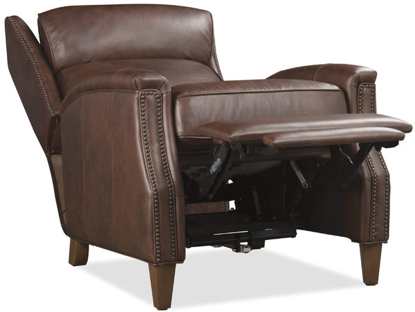 Hooker Furniture Lansing Semi-Aniline Leather Power Recliner With Power Headrest, Usb Charging, Nailhead Trim Brown RC823-PH-087