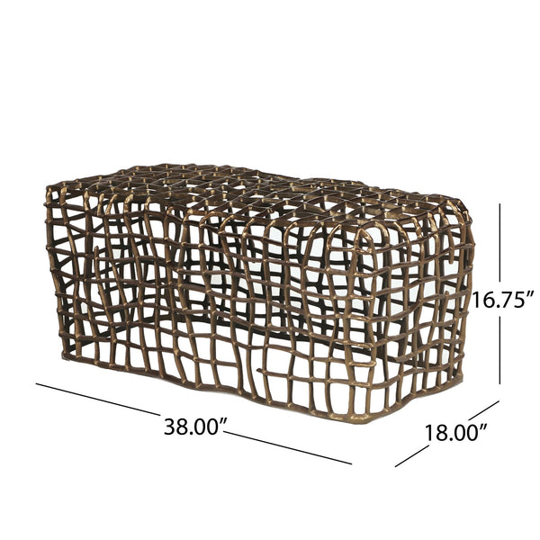 English Elm Christopher Knight Home® - Bench Gold Aluminum Modern Accent Bench 39.5"L x 20"W x 18.5"H — Lightweight, Durable Entryway Seat 67029.00