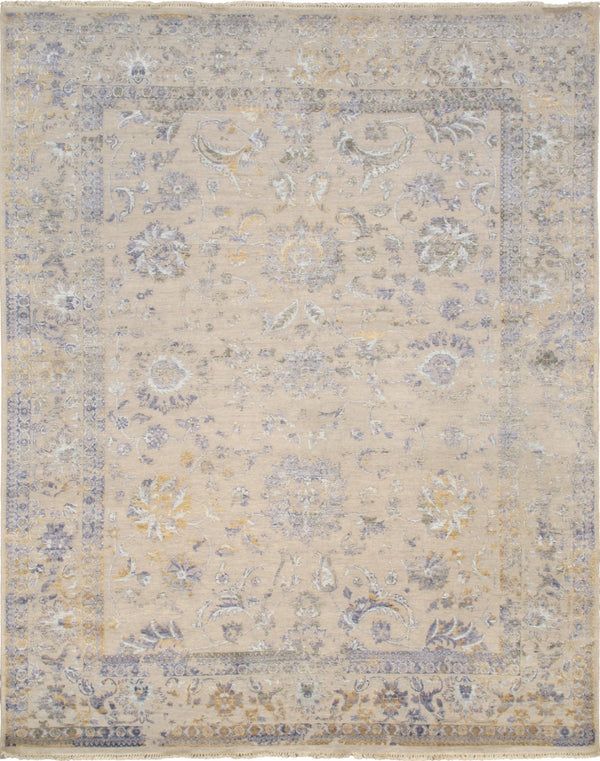 Pasargad Home Transitional Hand-knotted Silver Area Rug - Luxury Bamboo Silk & Wool Elegance   Pjk-3967 8x10