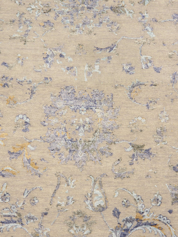 Pasargad Home Transitional Hand-knotted Silver Area Rug - Luxury Bamboo Silk & Wool Elegance   Pjk-3967 8x10