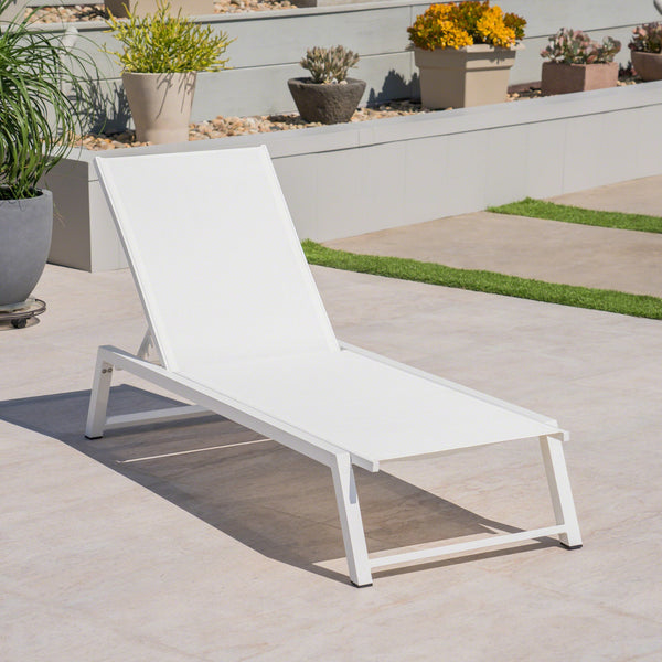 English Elm Myers Outdoor Aluminum Mesh Chaise Lounge Adjustable Poolside Reclining Chair 61407.00WWHI