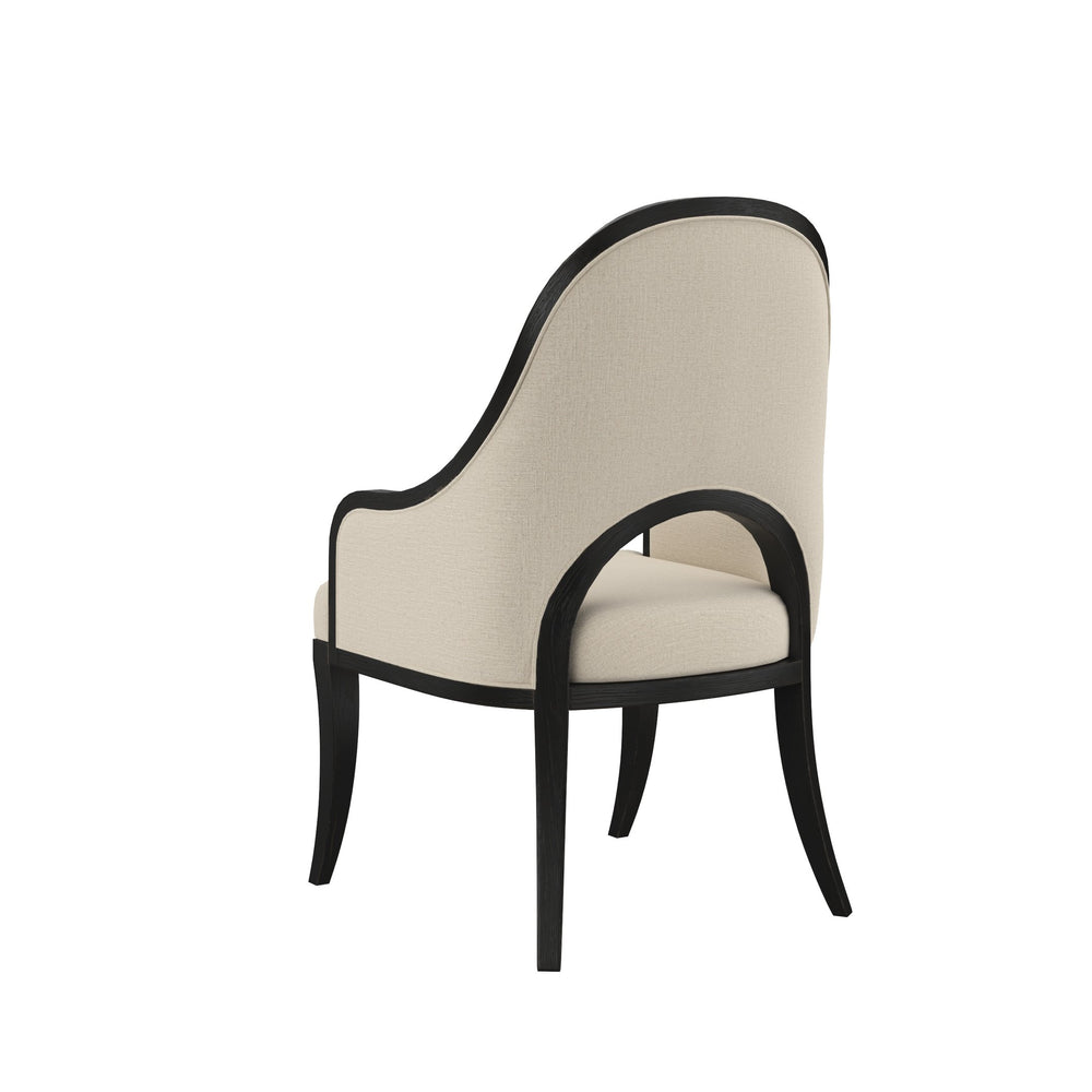 Atrium Exposed Wood Hostess Chair - Elegant Blackened Sable Finish with Beige Fabric Comfort