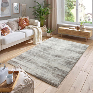 Pasargad Home Turkish Shag Collection: Luxurious Ivory/Grey Area Rug For Ultimate Comfort & Style   Pjs-533 5x7