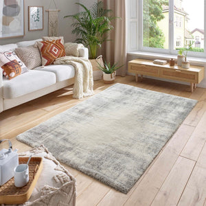 Pasargad Home Turkish Shag Collection: Luxurious Ivory/Grey Area Rug For Ultimate Comfort & Style   Pjs-676 5x7