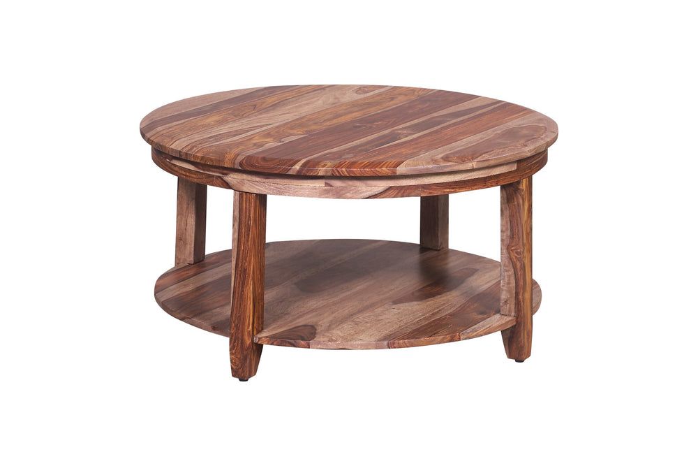Porter Designs Porter Sonora Round Coffee Table In Solid Sheesham Wood - Handcrafted Elegance For Your Living Room Brown Wood 05-196-03-9740