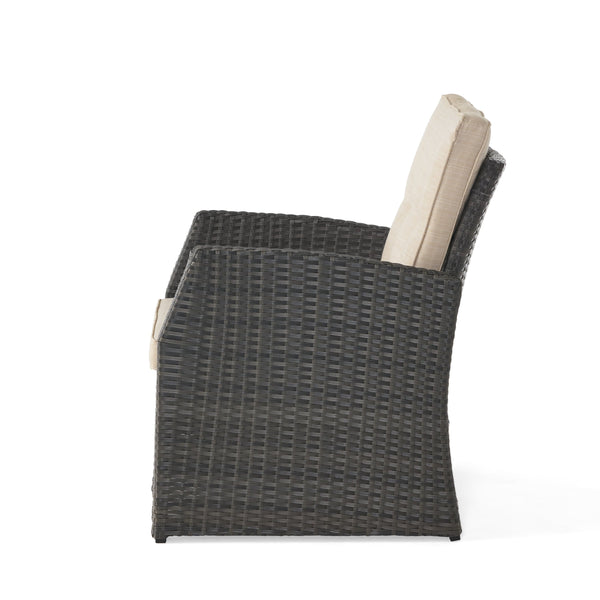English Elm Christopher Knight Home® - ST MARTA SINGLE SOFA Grey PE Rattan Armchair with Waterproof Cushions, Button-Tufted, Weather-Resistant 57723.00GRY