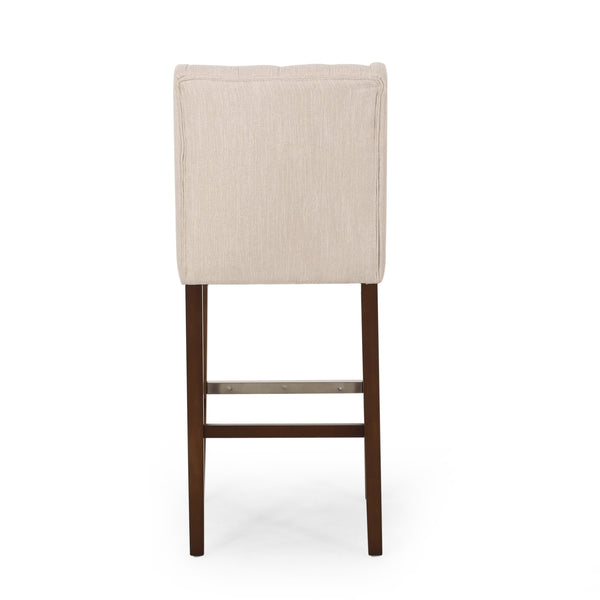 English Elm Christopher Knight Home® - Modern Metal Leg Bar Stool with High-Density Fabric Seat, 30" Counter Height, Commercial-Grade Comfort and Durability Beige 70678.00FBGE