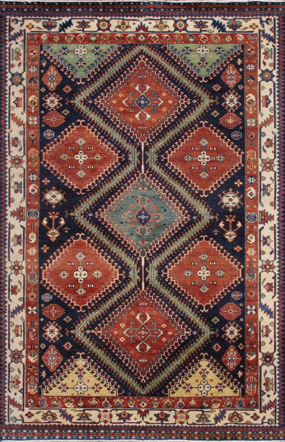 Pasargad Hand-knotted Kazak Collection Navy Wool Area Rug - Premium Quality, 6' 8'' X 10' 3''   Pk-15 7x10