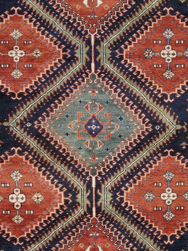 Pasargad Hand-knotted Kazak Collection Navy Wool Area Rug - Premium Quality, 6' 8'' X 10' 3''   Pk-15 7x10