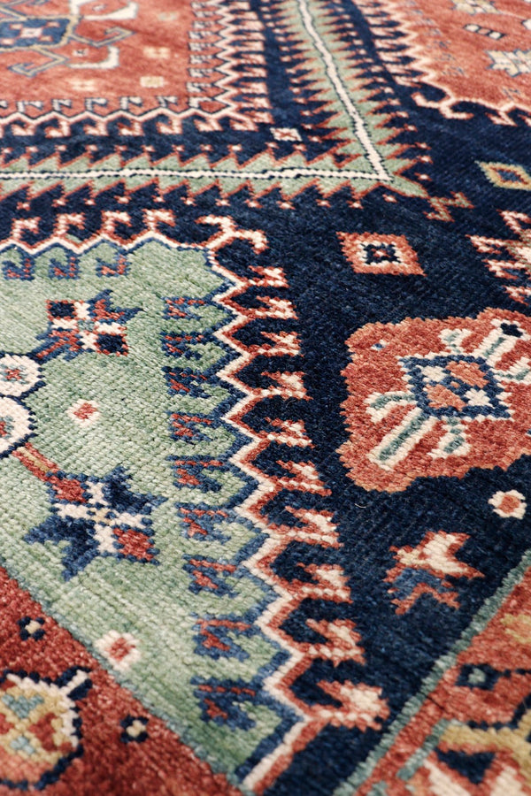 Pasargad Hand-knotted Kazak Collection Navy Wool Area Rug - Premium Quality, 6' 8'' X 10' 3''   Pk-15 7x10