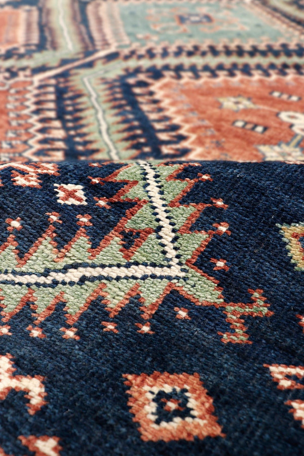 Pasargad Hand-knotted Kazak Collection Navy Wool Area Rug - Premium Quality, 6' 8'' X 10' 3''   Pk-15 7x10