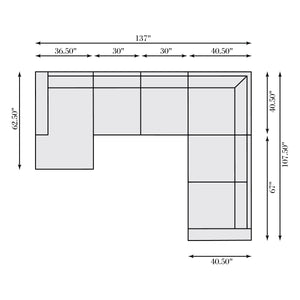 Bernhardt Bernhardt Top-Grain Leather Sectional Left Arm Chaise With Wide Track Arms Plush Cushions 107.5" K1784