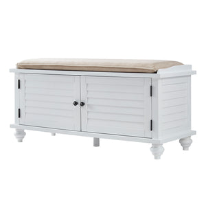 Homelegance By Top-Line Margot Velvet Cushion Storage Bench White Wood