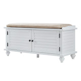 Homelegance By Top-Line Margot Velvet Cushion Storage Bench White Wood