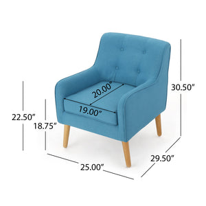 English Elm Arm Chair Tufted Mid-century Accent Seat with Rubberwood Legs for Living Room 60015.00TEL