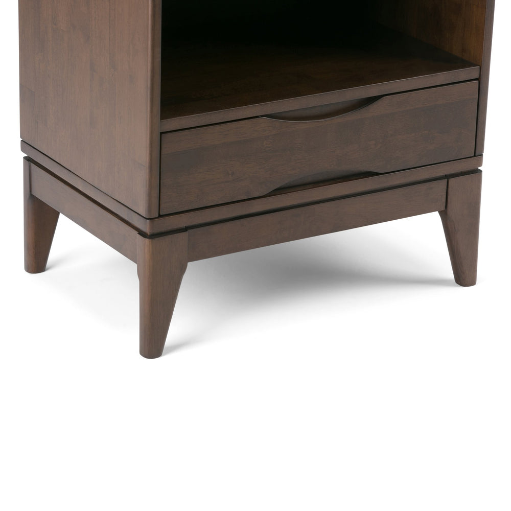 English Elm Harper Bookcase With Adjustable Shelves & Drawer - Mid-Century Modern Walnut Brown Storage Solution B136P158167