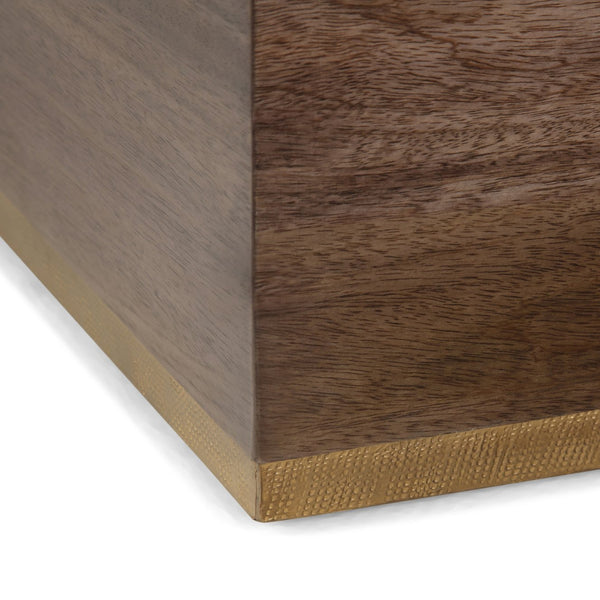 English Elm Abba Handcrafted Square Coffee Table In Dark Brown - Solid Mango Wood With Brass Accent Trim B136P158264