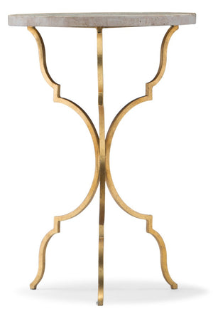 Hooker Furniture Round Martini Table With Gold Iron Legs And Travertine Top — Petite Elegant Accent For Small Spaces 5540-50001-GLD