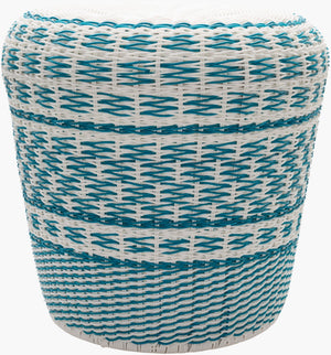 Surya Parkdale Garden Stool - 18"H X 18"W X 18"D | Stylish, Weather-resistant Decor For Outdoor Spaces Blue Iron,Polyethylene,Iron,Polyethylene Pkd004-181817