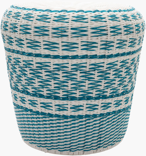 Surya Parkdale Garden Stool - 18"H X 18"W X 18"D | Stylish, Weather-resistant Decor For Outdoor Spaces Blue Iron,Polyethylene,Iron,Polyethylene Pkd004-181817