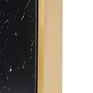 Homelegance By Top-Line Blaise 43" Wide Faux Marble Round Dining Table Black Marble