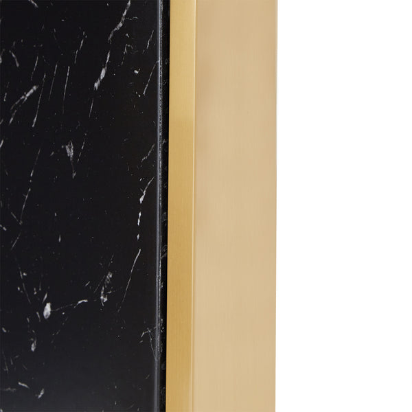 Homelegance By Top-Line Blaise 43" Wide Faux Marble Round Dining Table Black Marble