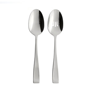 Lenox Oneida Moda Fine Flatware Serving Spoons, Set of 2 Metallic, STAINLESS METAL T711002A