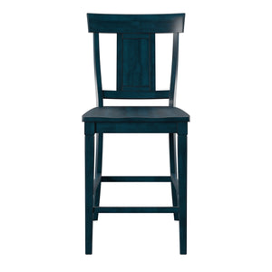 Homelegance By Top-Line Juliette Panel Back Wood Counter Height Chairs (Set of 2) Blue Rubberwood