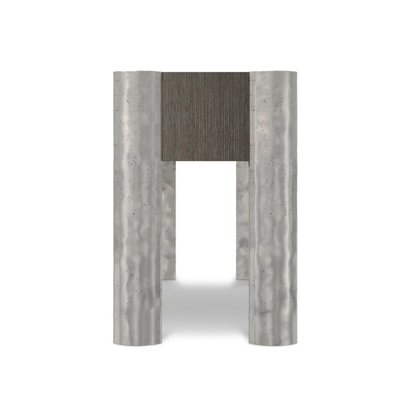 Bernhardt Bernhardt Prado Nightstand — Porcini Wood Drawer, Bright Graphite Cast-Aluminum Legs, Usb Charging, Soft-Close 324218B