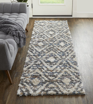 Feizy Rugs Mynka High Pile Geometric Rug - Pet Friendly, Stain Resistant, Stylish For High Traffic Areas Ivory,Gray,Taupe Polyester Myn39iafgrymlti68