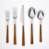 Cambridge Esben 20-Piece Flatware Set with Beachwood Handles, Mirror Finish