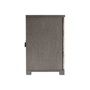 Bernhardt Bernhardt Palma Nightstand With Woven Abaca Drawers, Rustic Grey Oak, Push-To-Open & Usb Charging 369232