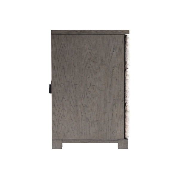 Bernhardt Bernhardt Palma Nightstand With Woven Abaca Drawers, Rustic Grey Oak, Push-To-Open & Usb Charging 369232