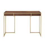 Homelegance By Top-Line Piper Natural Finish Gold Metal 1-Drawer Desk Gold Engineered Wood